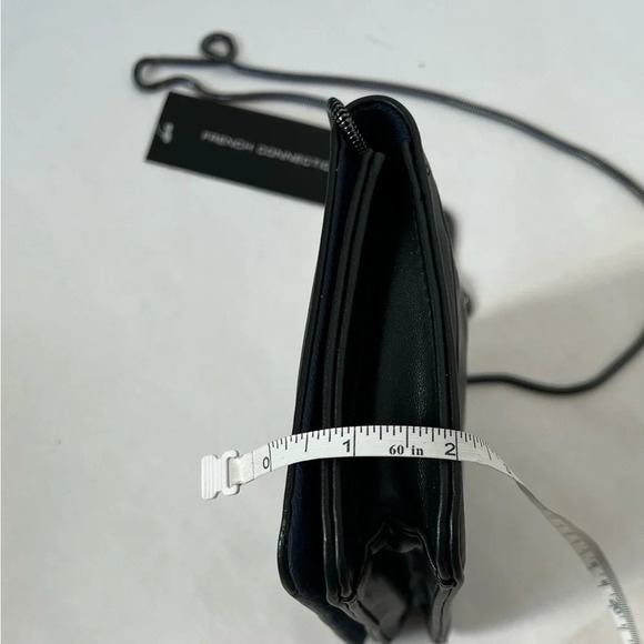 French Connection Chain Sequins Black Silver Crossbody Bag Clutch Purse - Picture 5 of 8